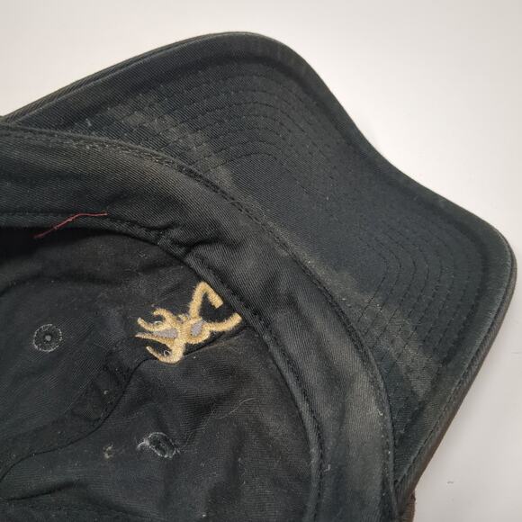 Browning Strapback Baseball Cap Black One Size Adjustable Embroidered 6 Panel - Picture 8 of 9